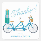 二人乗り水彩タンデム自転車 スクエアシール (正面)