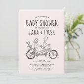 二人乗り自転車のベビーシートに棒人間が乗ったイラスト 招待状 (スタンド正面)