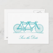 二人乗り自転車のSave the Date ポストカード (正面/裏面)