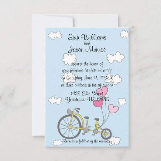 二人乗り自転車 招待状 (正面)