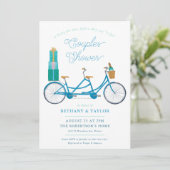二人用の自転車の結婚前お披露目招待状 招待状 (スタンド正面)