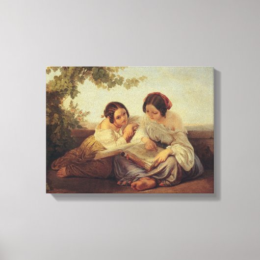 二人読の女の絵画子 キャンバスプリント (正面)