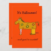 二人馬のコスチューム 面白いハロウィンパーティー 招待状 (正面/裏面)