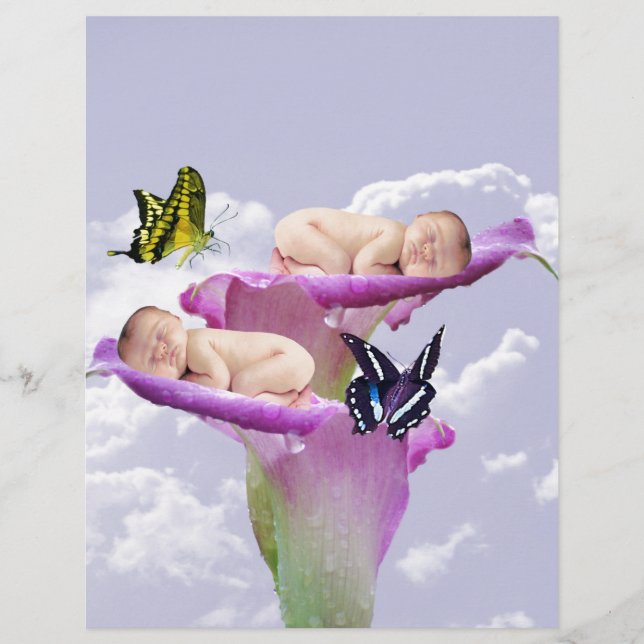 二倍の喜びとベビーの双子シャワー招待 (正面)