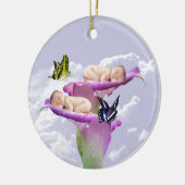 二倍の喜びとベビーの双子シャワー招待 セラミックオーナメント (左)