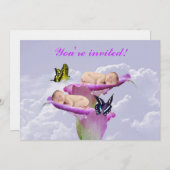 二倍の喜びとベビーの双子シャワー招待 招待状 (正面/裏面)