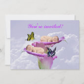 二倍の喜びとベビーの双子シャワー招待 招待状 (正面)