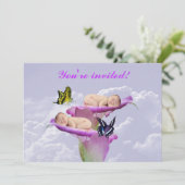 二倍の喜びとベビーの双子シャワー招待 招待状 (スタンド正面)