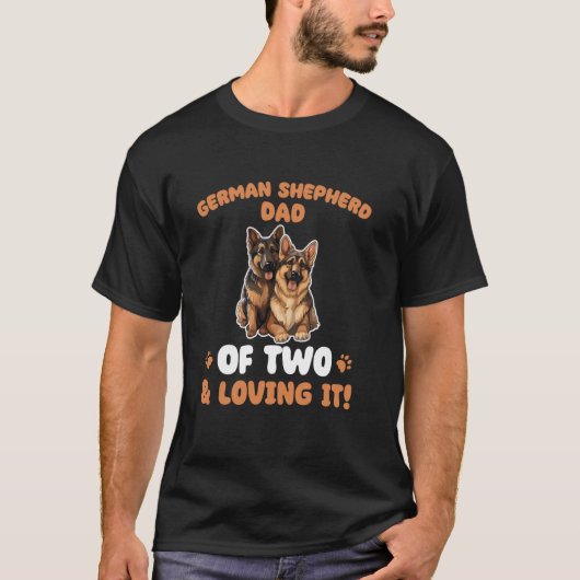 二児のパパ ドイツ+シェパード Tシャツ (正面)