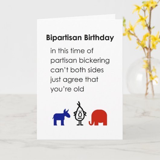 二党派の誕生日、おもしろいなハッピーバースデーの詩 カード (黄色い花)