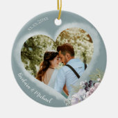 二写真テンプレート パーソナライズされた セラミックオーナメント (正面)