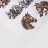 二列の長い列を含む馬のイラスト 薄葉紙 (詳細)