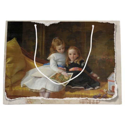 二動揺してビクトリアン若い女の子抱き枕 ラージペーパーバッグ (正面)