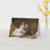 二動揺して人ビクトリアンの少女グリーティングカード カード (黄色い花)