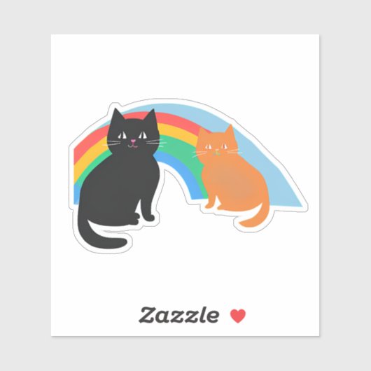 二匹のかわいい子猫と虹 シール (シート)