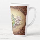 二匹のインコと花 カフェラテマグ (右)