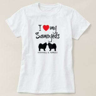 二匹のサモイ犬が大好き Tシャツ