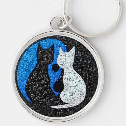 二匹のスタイリッシュな猫 キーホルダー (正面)