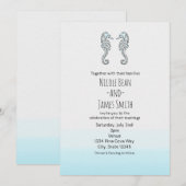 二匹のタツノオトシゴ エレガントビーチウェディング 招待状 (正面/裏面)