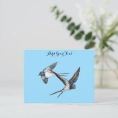 二匹のツバメが飛ぶ - オーダーメイド ポストカード (スタンド正面)