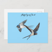 二匹のツバメが飛ぶ - オーダーメイド ポストカード (正面/裏面)