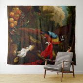 二匹のマカオとカケスとフルーツ タペストリー (インサイチュ(横))