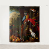 二匹のマカオとカケスとフルーツ タペストリー (正面)