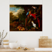 二匹のマカオとカケスとフルーツ ポスター (キッチン)