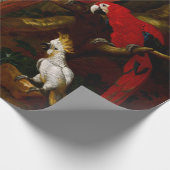 二匹のマカオとカケスとフルーツ ラッピングペーパー (角)