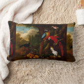 二匹のマカオとカケスとフルーツ ランバークッション (ブランケット)