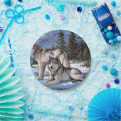 二匹の北極オオカミ絵画の群れ ペーパープレート (パーティー)