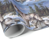 二匹の北極オオカミ絵画の群れ ラッピングペーパー (ロールコーナー)