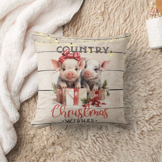 二匹の子豚とのカントリークリスマスウィッシュ クッション (ブランケット)