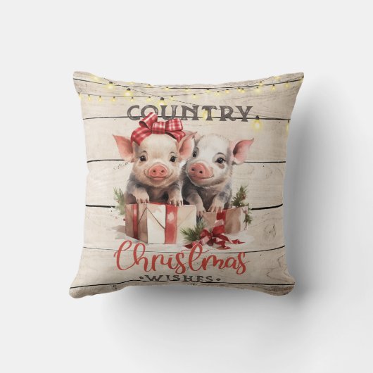 二匹の子豚とのカントリークリスマスウィッシュ クッション (裏面)