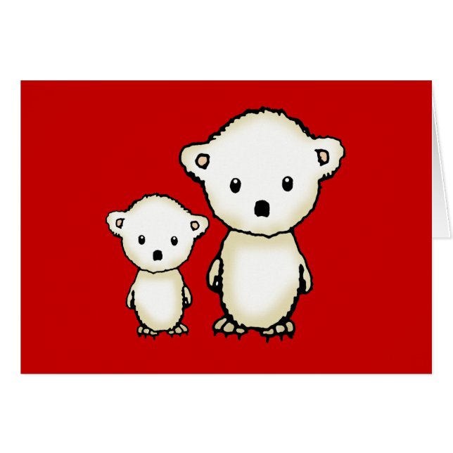 二匹の小さなホッキョクグマカード (正面横)
