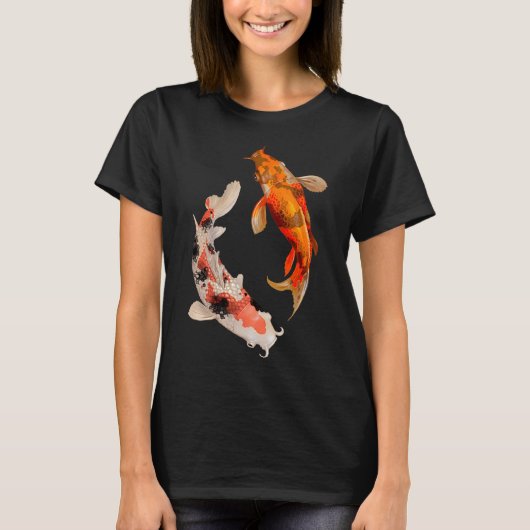 二匹の日本の鯉 Tシャツ (正面)