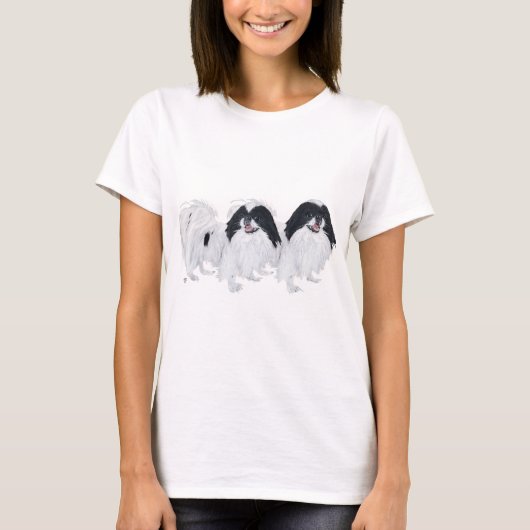 二匹の日本狆 Tシャツ (正面)