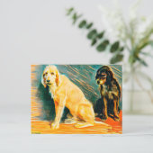 二匹の犬の勉強 ポストカード (スタンド正面)