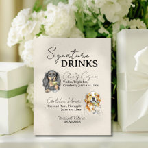 二匹の犬の結婚式シグネチャードリンクバーサイン