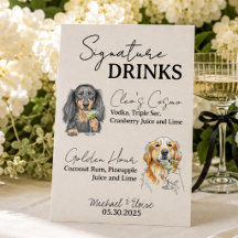 二匹の犬の結婚式シグネチャードリンクバーサイン