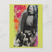 二匹の犬を伴う婦人画のコラージュ ポストカード (正面)