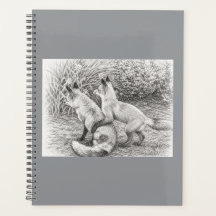 二匹の狐の鉛筆画 ハードカバー プランナー&ノート