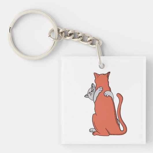 二匹の猫の友情 キーホルダー (正面)