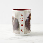 二匹の猫 マルーン ツートン ホットドリンク マグカップ (中央)