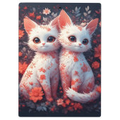二匹の白い子猫と花 クリップボード (裏面)