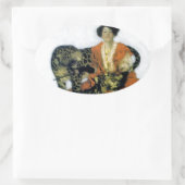 二匹の野生ヒョウのペットを飼っている人 楕円形シール (バッグ)