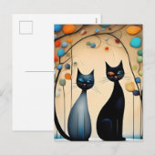 二匹の魅力的な猫 シーズンポストカード (正面/裏面)