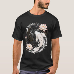 二匹の鯉の魚、陰陽の調和 Tシャツ