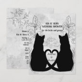 二匹の黒猫の尾が絡まる His N' Hers 招待状 (正面/裏面)