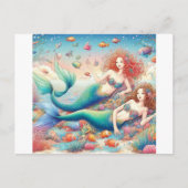 二匹カラフルの美しい人魚の双子 ポストカード (正面)